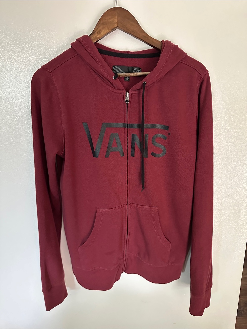Vans Women’s Maroon Full-Zip Hoodie with Logo